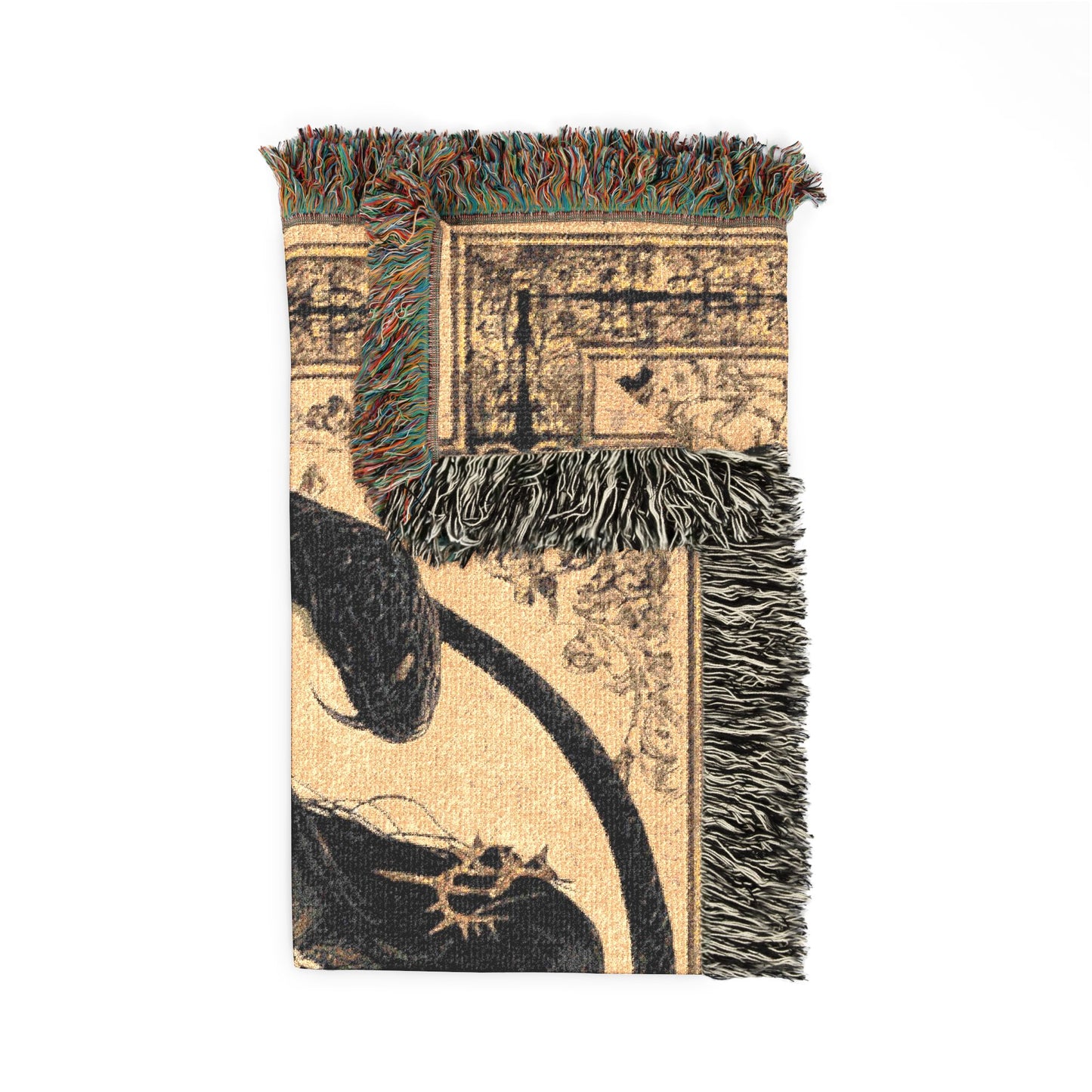 Serpent Queen Woven Tapestry Throw | Gothic Art Nouveau Decorative Blanket
