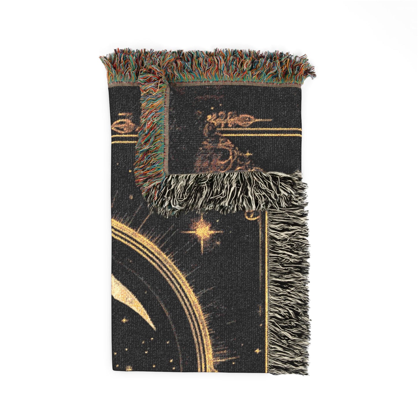 Nocturne Crescent Woven Blanket — Gothic Moon Sigil Tapestry Throw