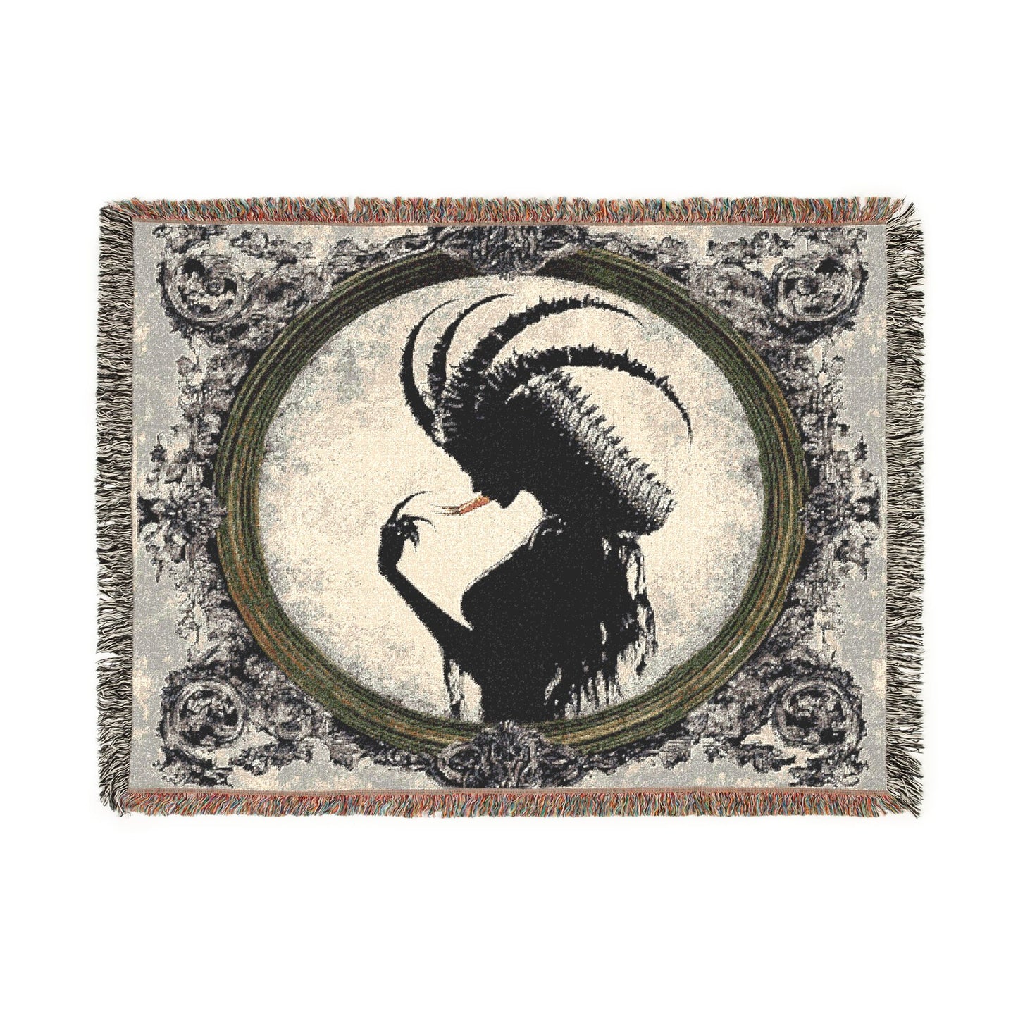 The Infernal Silhouette  | Gothic Jacquard Woven Decorative Throw