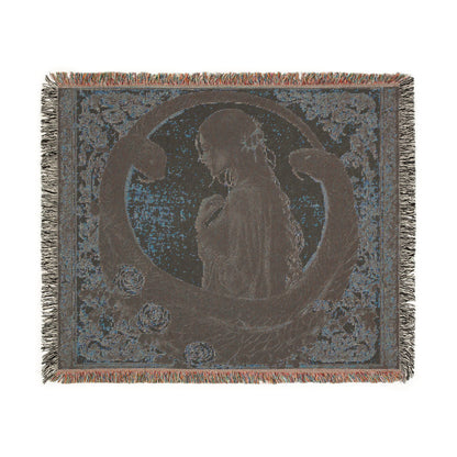 Serpent Queen Woven Tapestry Throw | Gothic Art Nouveau Decorative Blanket