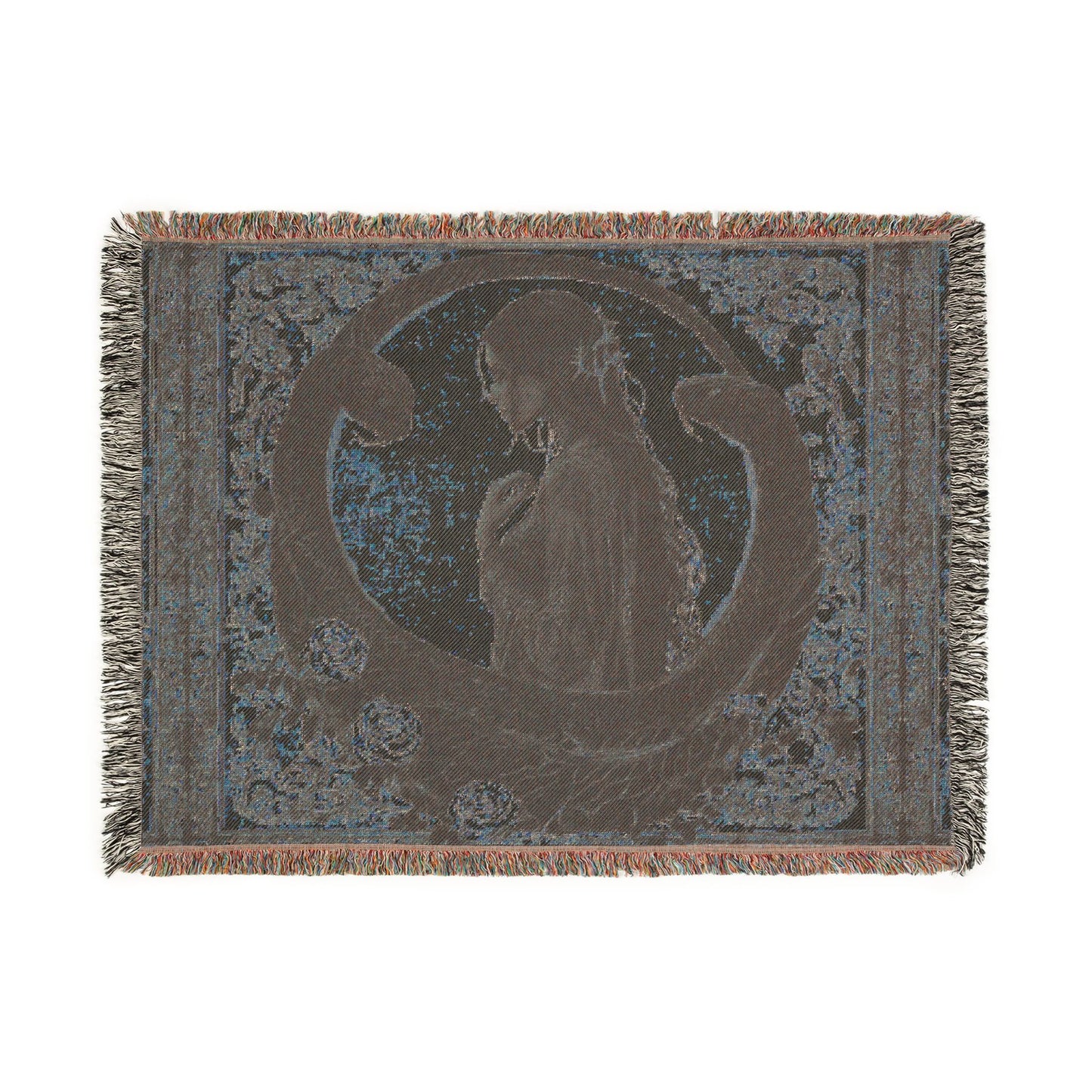 Serpent Queen Woven Tapestry Throw | Gothic Art Nouveau Decorative Blanket