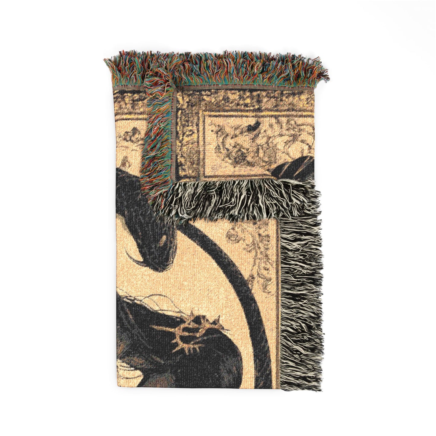 Serpent Queen Woven Tapestry Throw | Gothic Art Nouveau Decorative Blanket