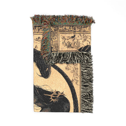 Serpent Queen Woven Tapestry Throw | Gothic Art Nouveau Decorative Blanket