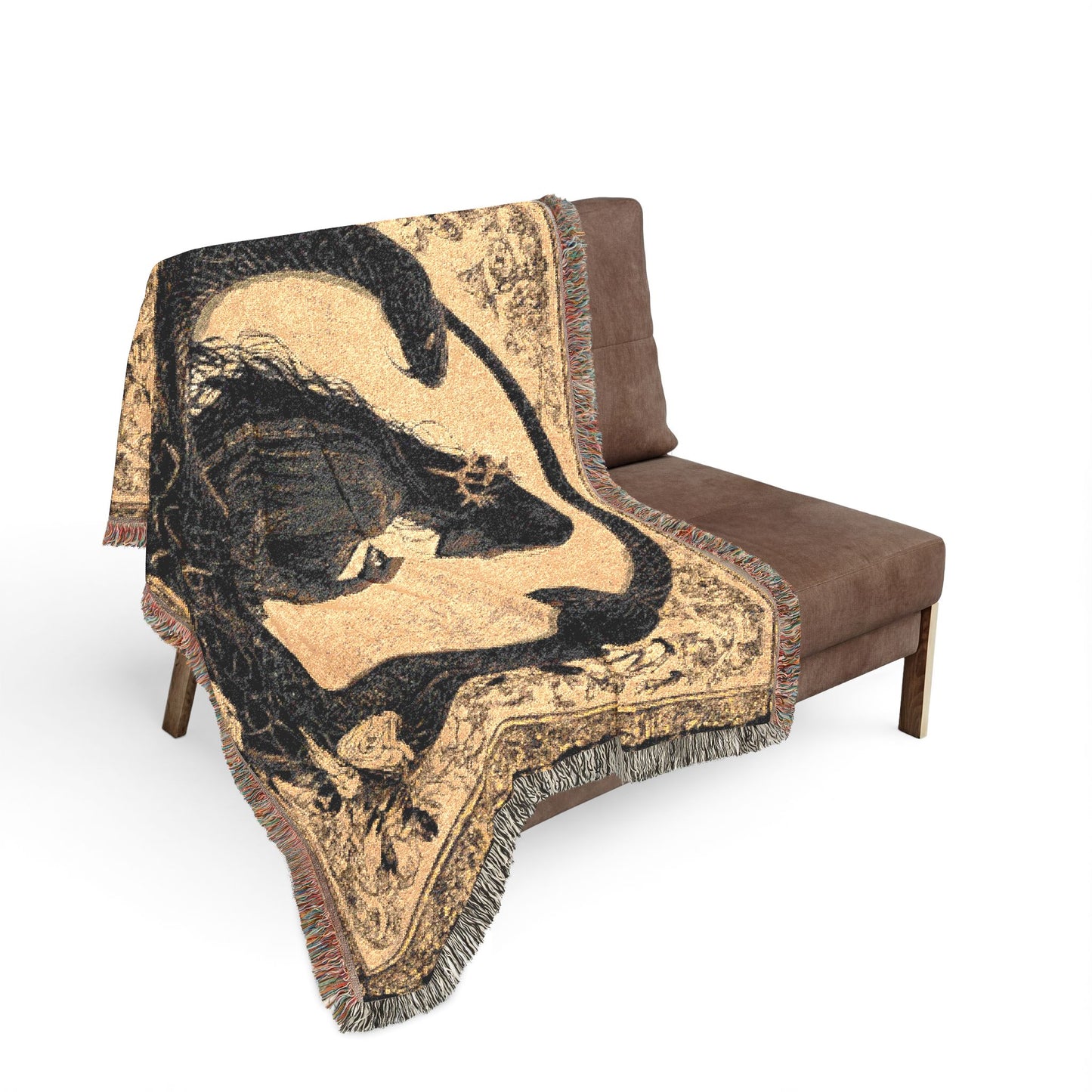 Serpent Queen Woven Tapestry Throw | Gothic Art Nouveau Decorative Blanket