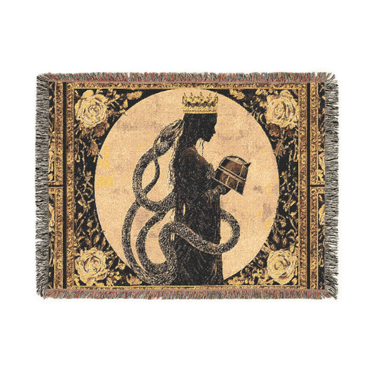 The Serpent Priestess — Woven Tapestry Art Blanket