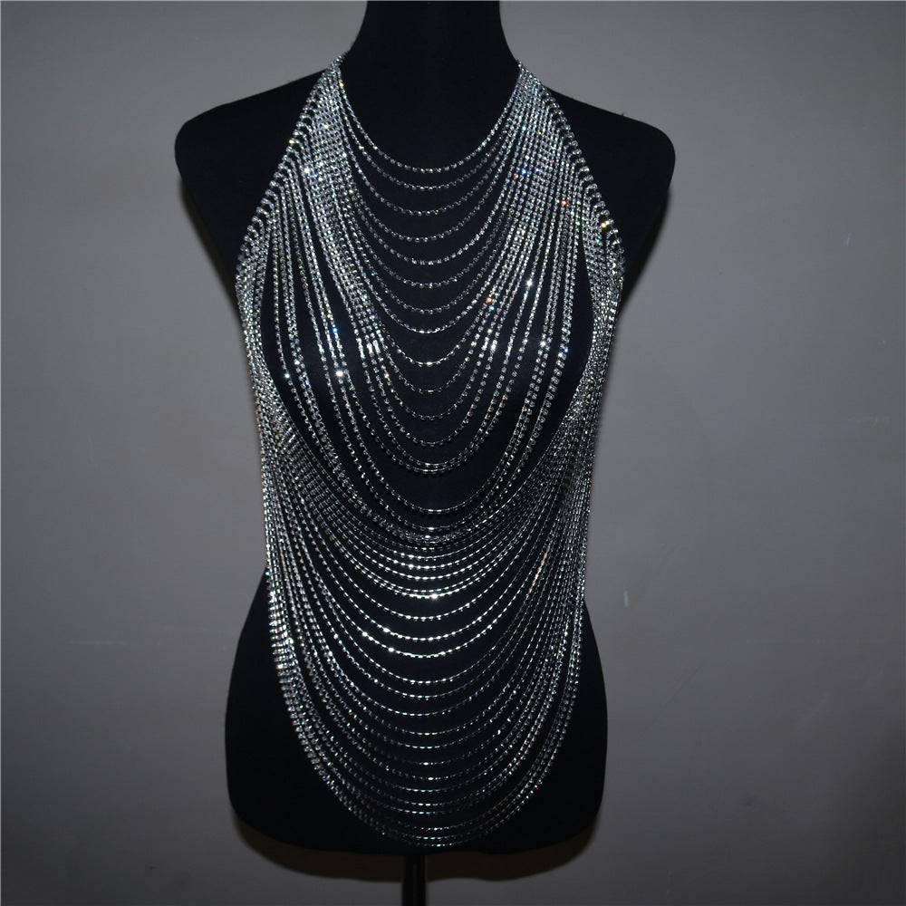 Chest Chain with Multilayer Rhinestones