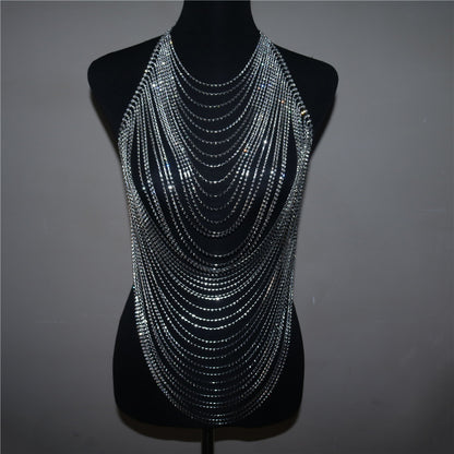 Chest Chain with Multilayer Rhinestones