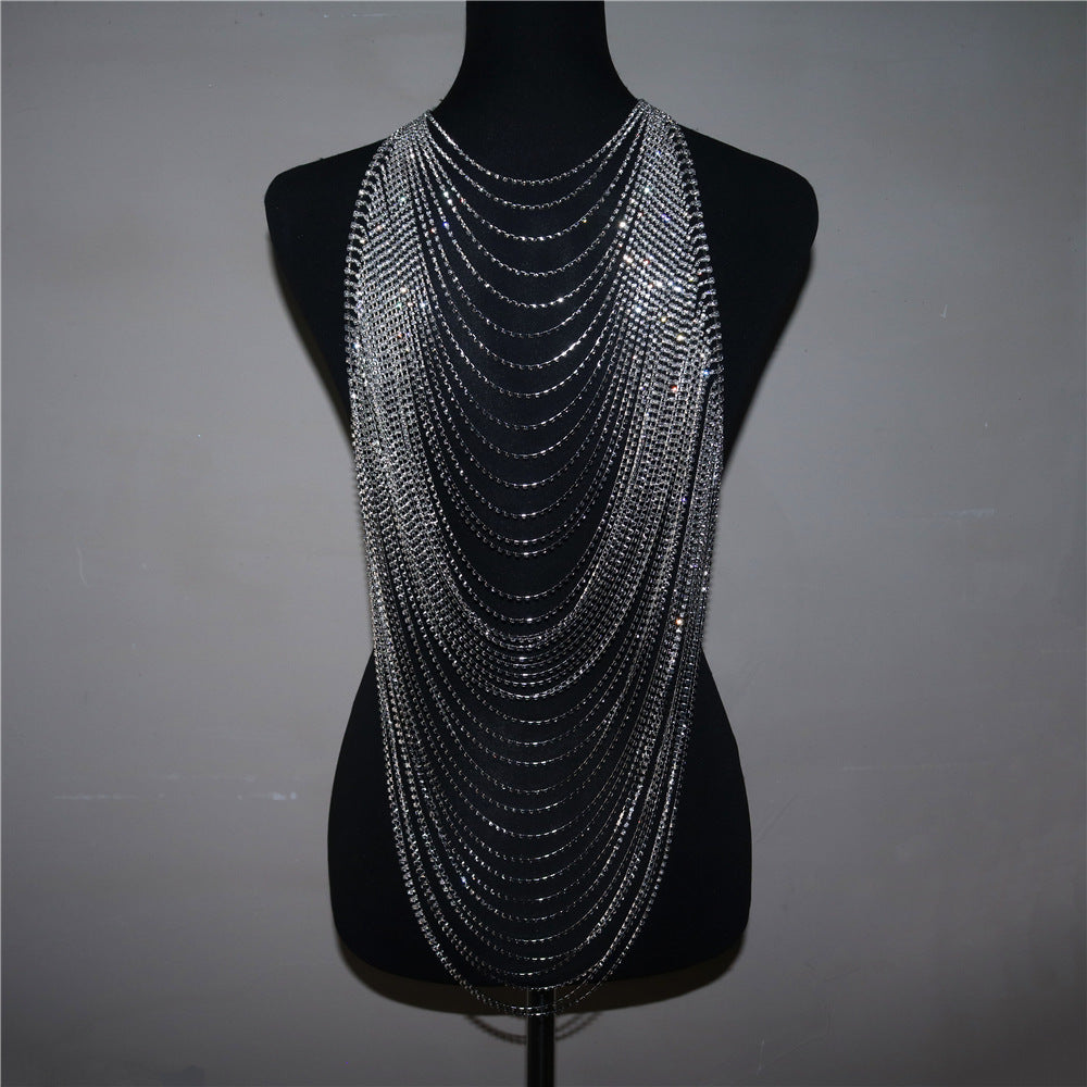 Chest Chain with Multilayer Rhinestones